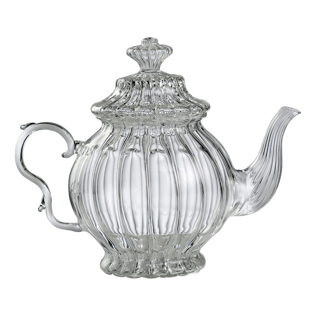 Optional title display William Teapot – hand-blown borosilicate glass teapot with lined pattern, 1100 ml, designed by Gabriela Seres.