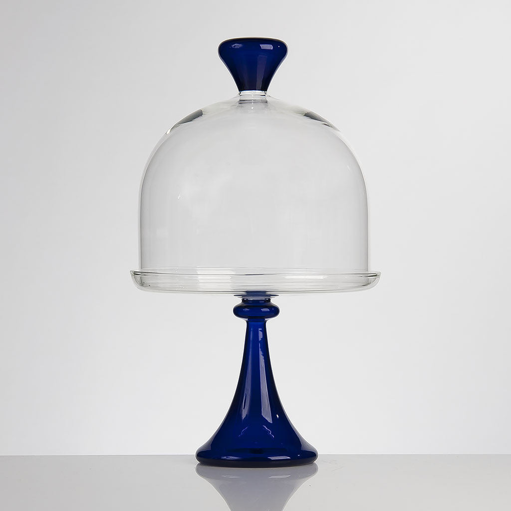 Optional title display ELEMENTAL Cake Stand and Dome Medium Blue