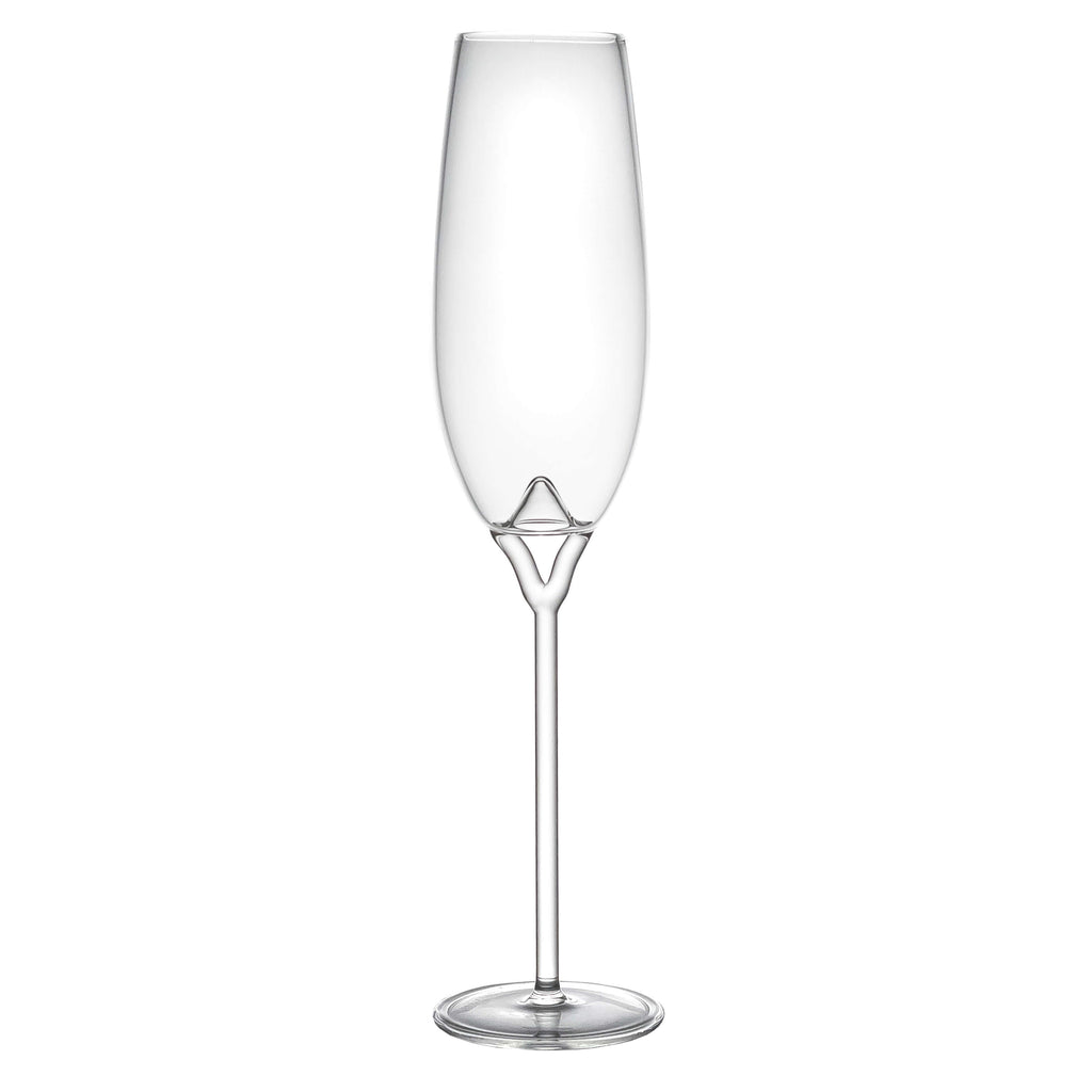 Optional title display Luna champagne flute on white background