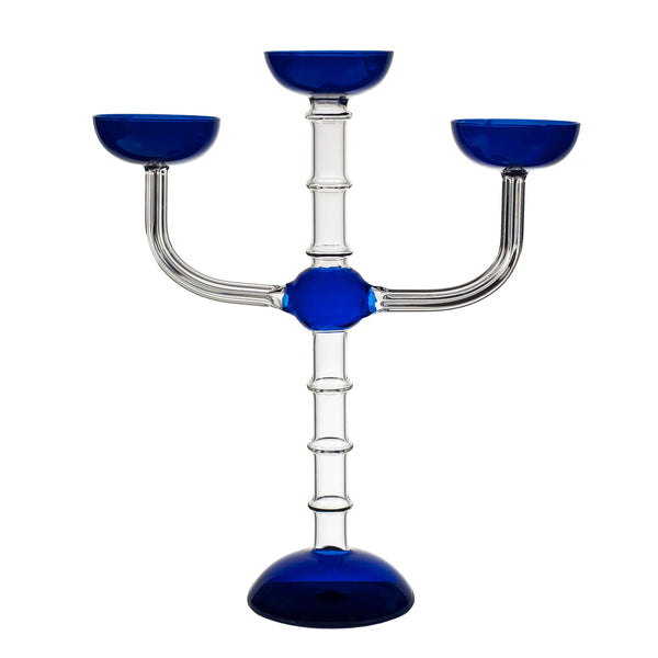 Blu Candelabra 3 candles