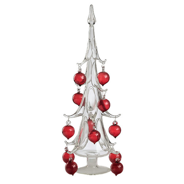 Sparkle Christmas Tree – hand-blown borosilicate glass with twelve colored baubles, height 280 mm, diameter 120 mm, Gabriela Seres.