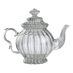 William Teapot – hand-blown borosilicate glass teapot with lined pattern, 1100 ml, designed by Gabriela Seres.