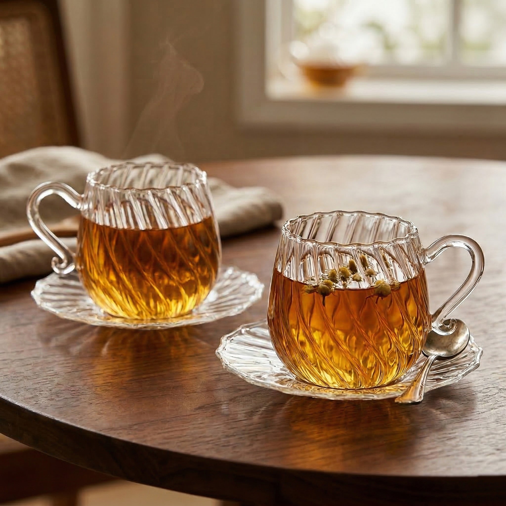 Arabesque Classic Teacup and Saucer Clear (set of 2)