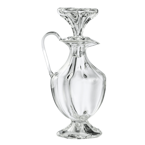 Clear glass pitcher on a white background