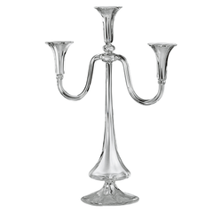 Paul 3 Candles Candelabra – hand-blown optic borosilicate glass candelabra with three arms, Height 530 mm, Length 400 mm, Gabriela Seres.