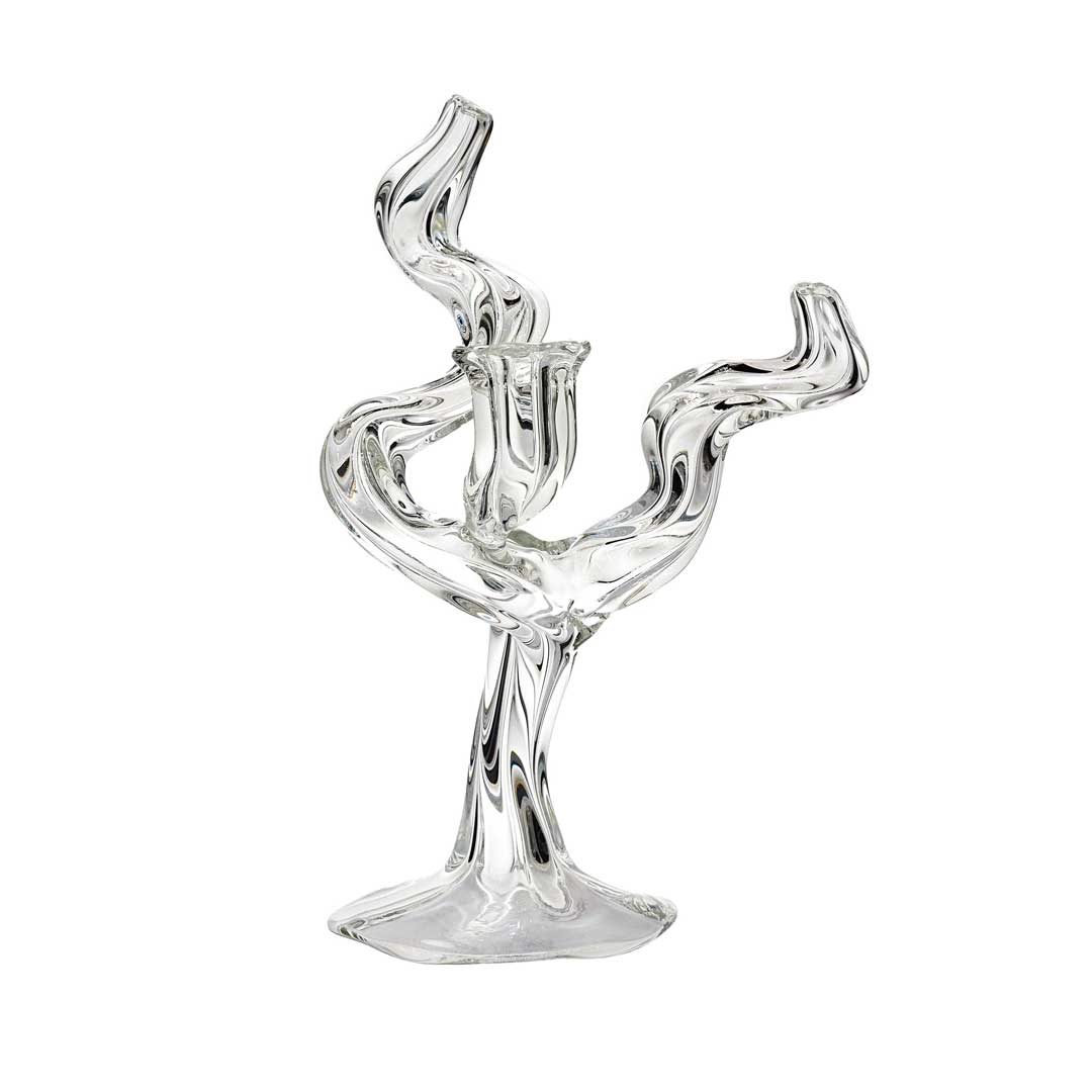 Tree of Life Single Candleholder by Gabriela Seres – hand-blown borosilicate glass branch-shaped candleholder.