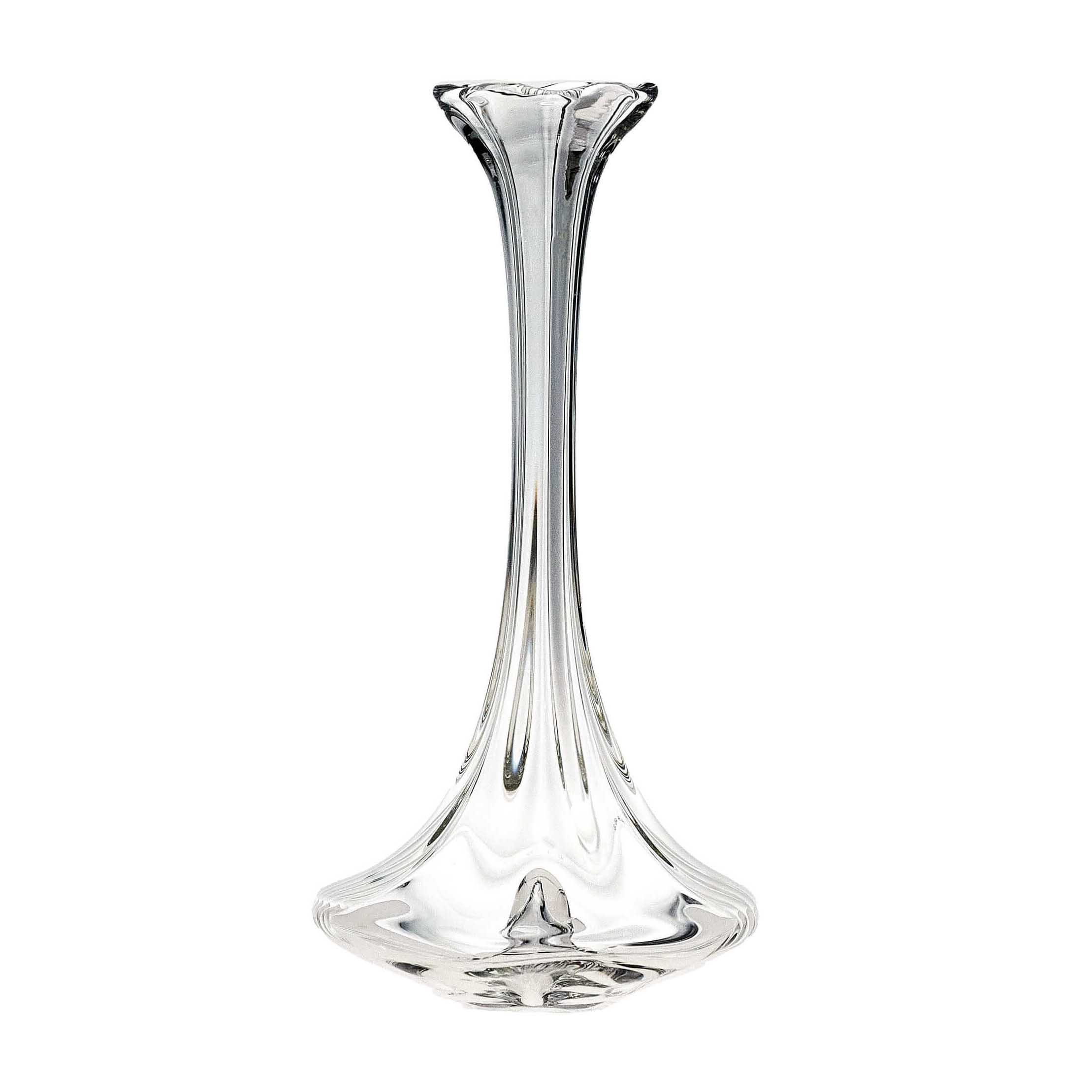 Enigma Vase Small – hand-blown borosilicate glass vase with flowing contours, 220 mm high, crafted in Bucharest by Gabriela Seres.