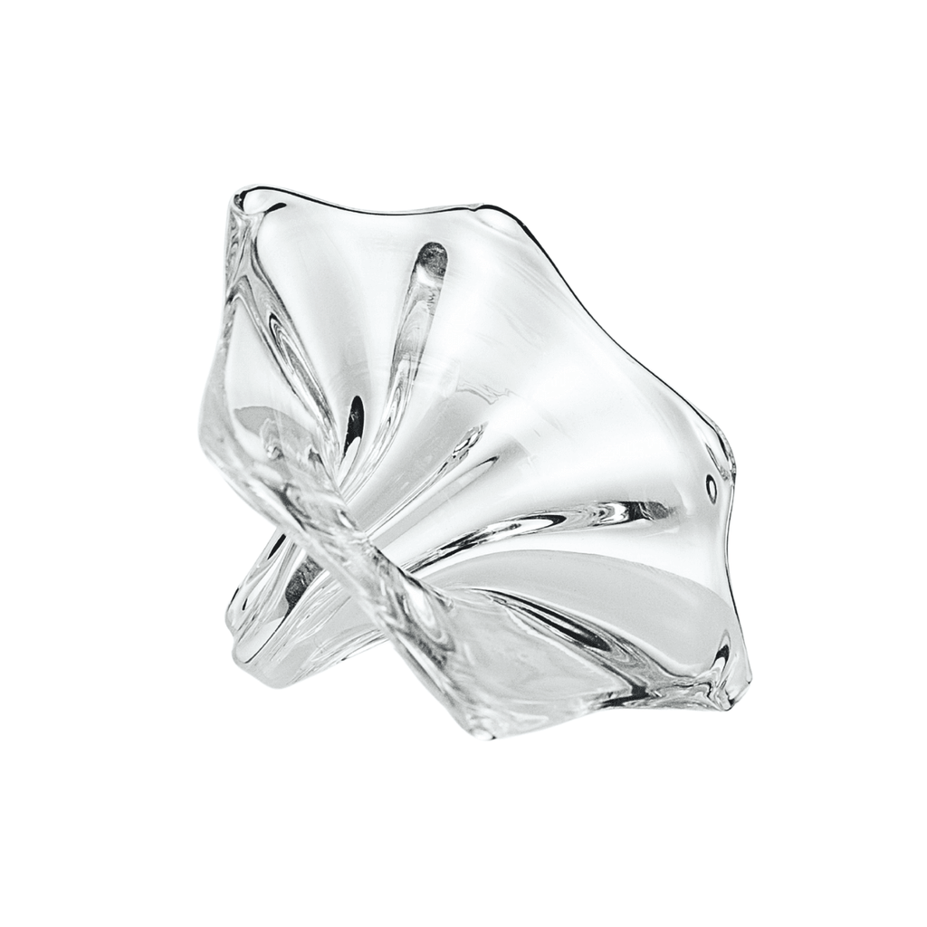 Morgan Napkin Ring – hand-blown borosilicate glass napkin ring with flower-like sculptural form, crafted in Bucharest by Gabriela Seres.