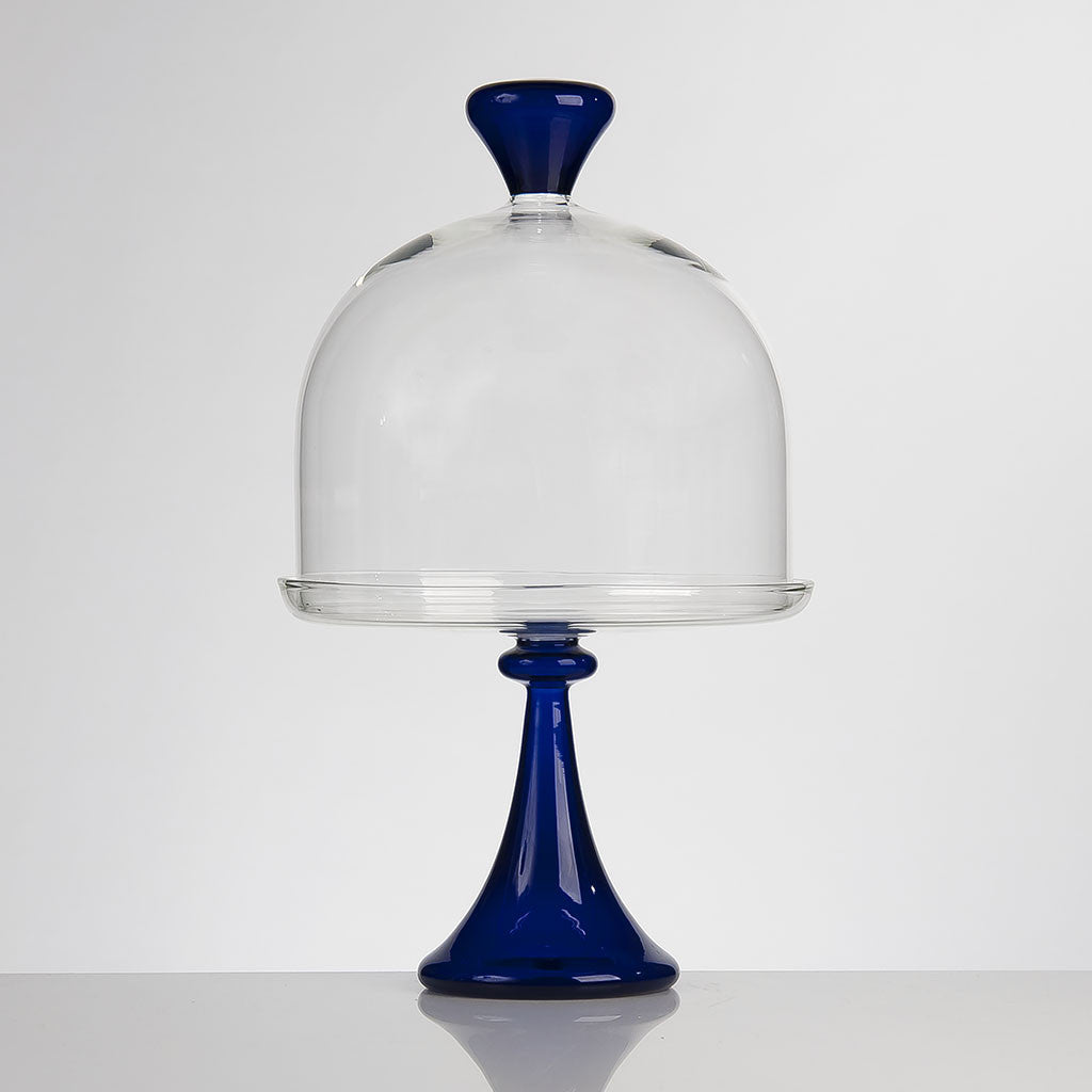 ELEMENTAL Cake Stand and Dome Medium Blue