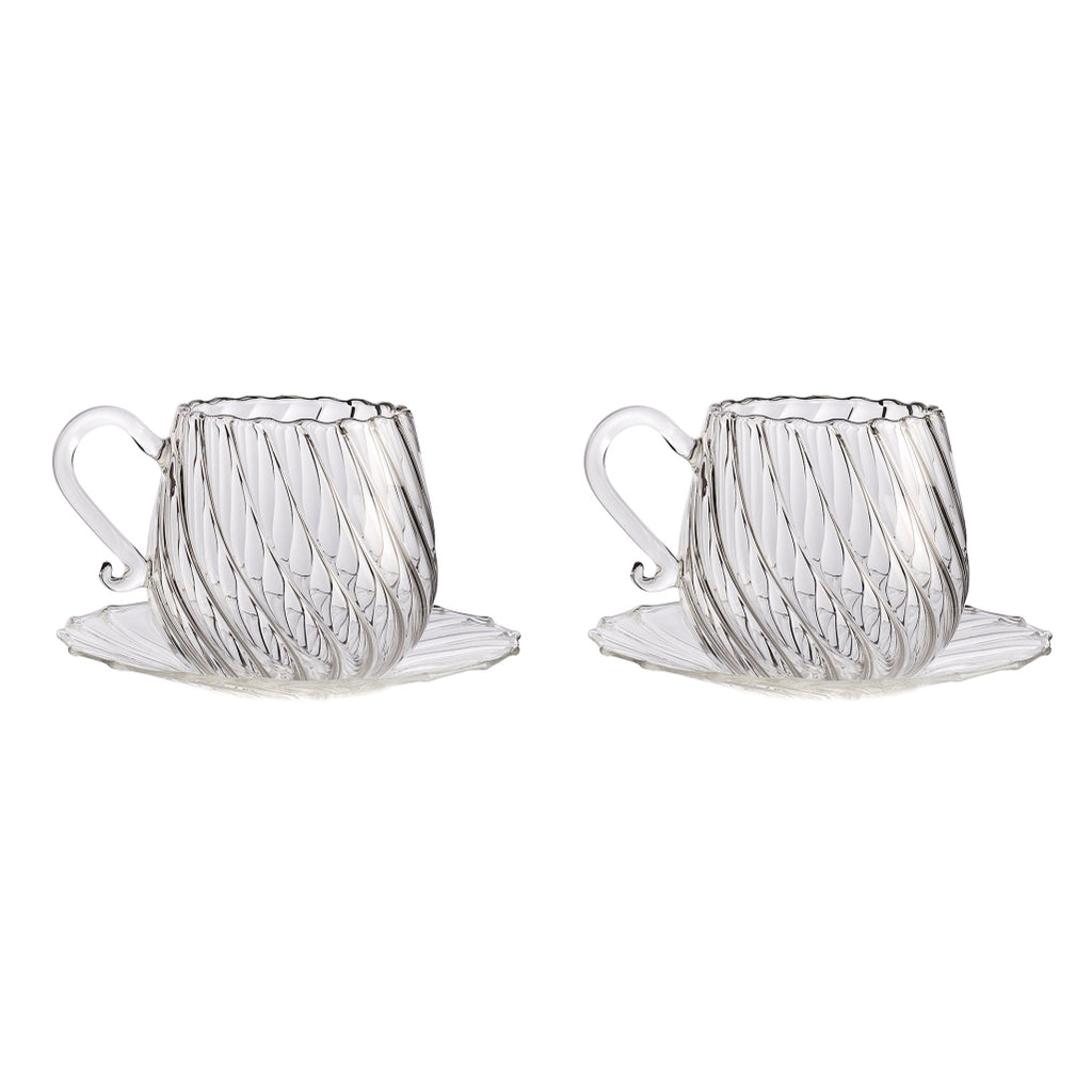 ARABESQUE Classic Teacup and Saucer Clear (set of 2)