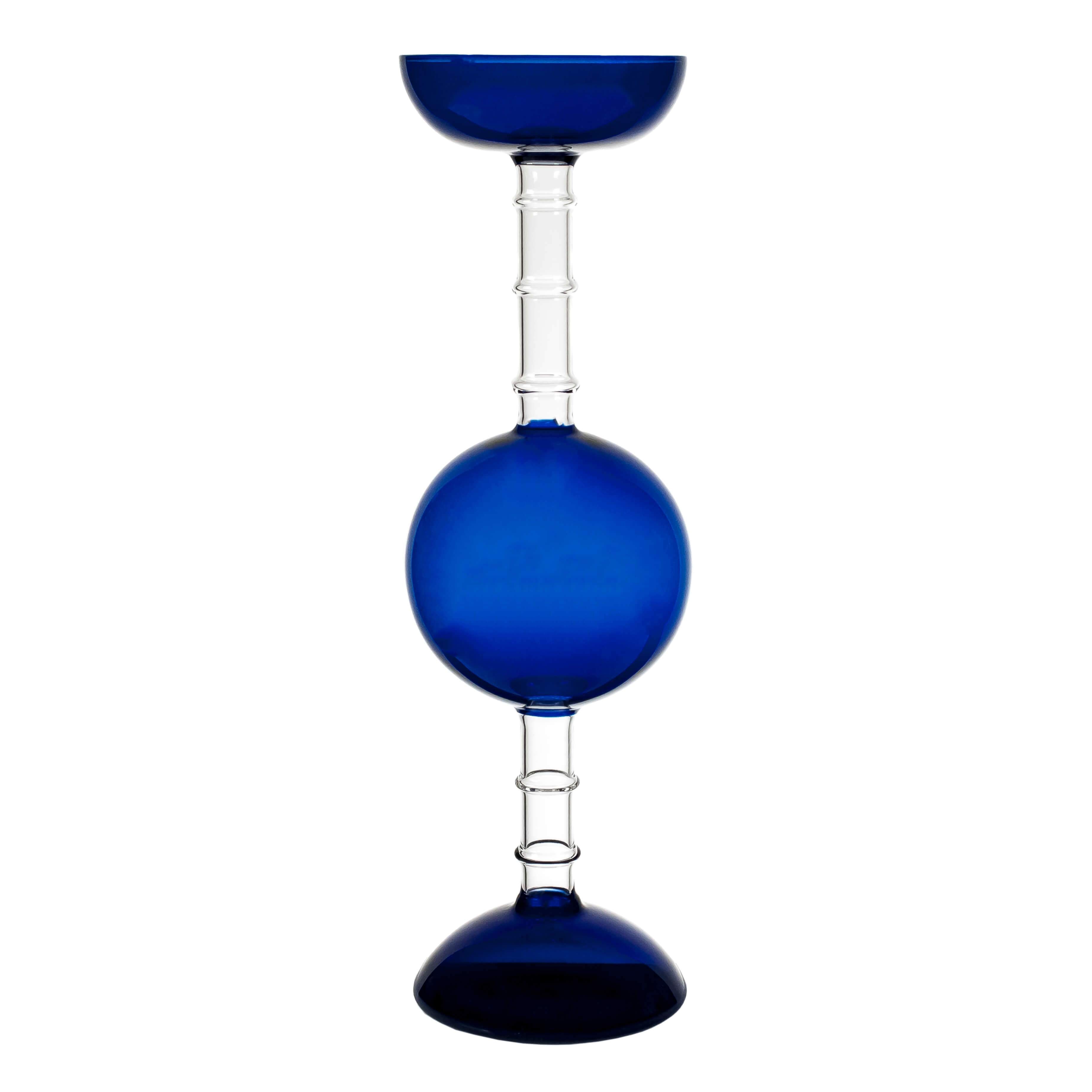 Blu candlehoder medium on white background